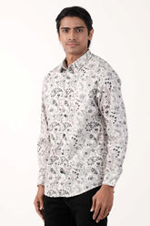 Mens Casual Shirt (Grey Printed)